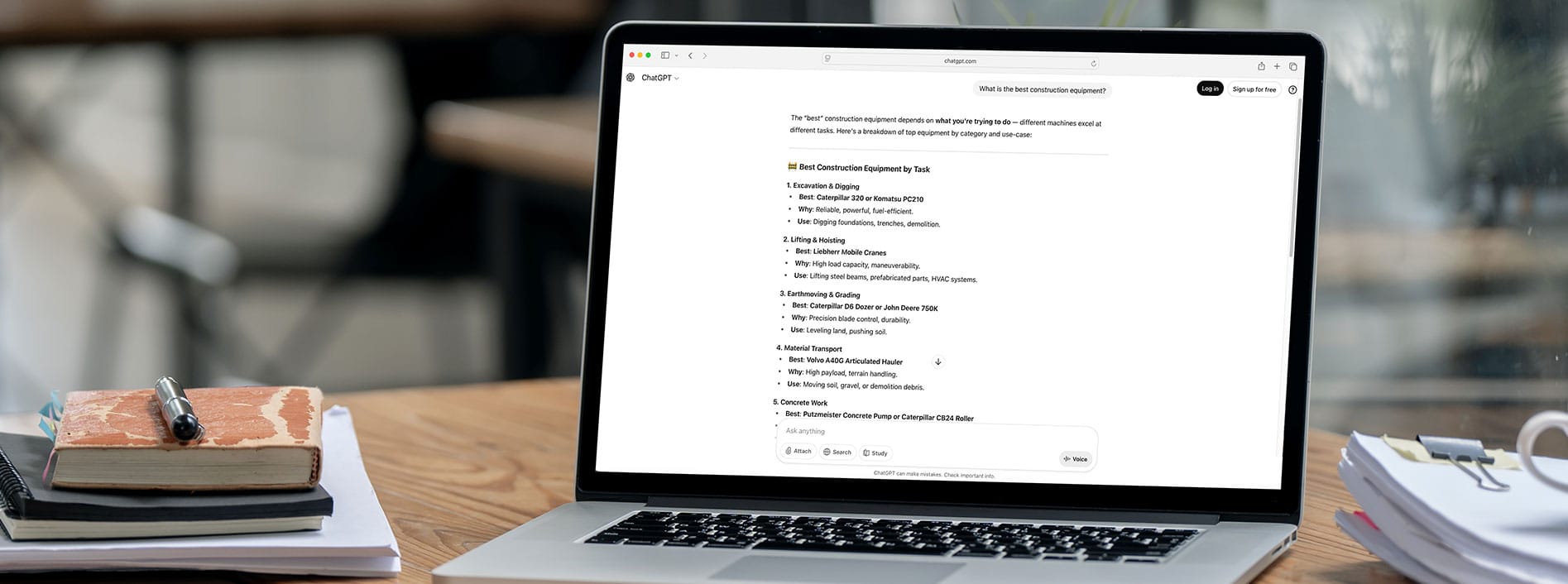 AI search about construction equipment